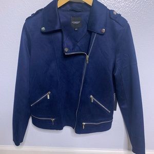 Navy blue suede motto jacket
